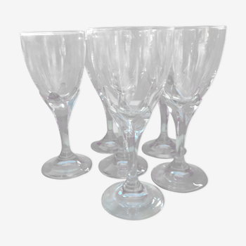 6 verres à pied, moyens bleus verrerie de luxe Bormioli, Rocco