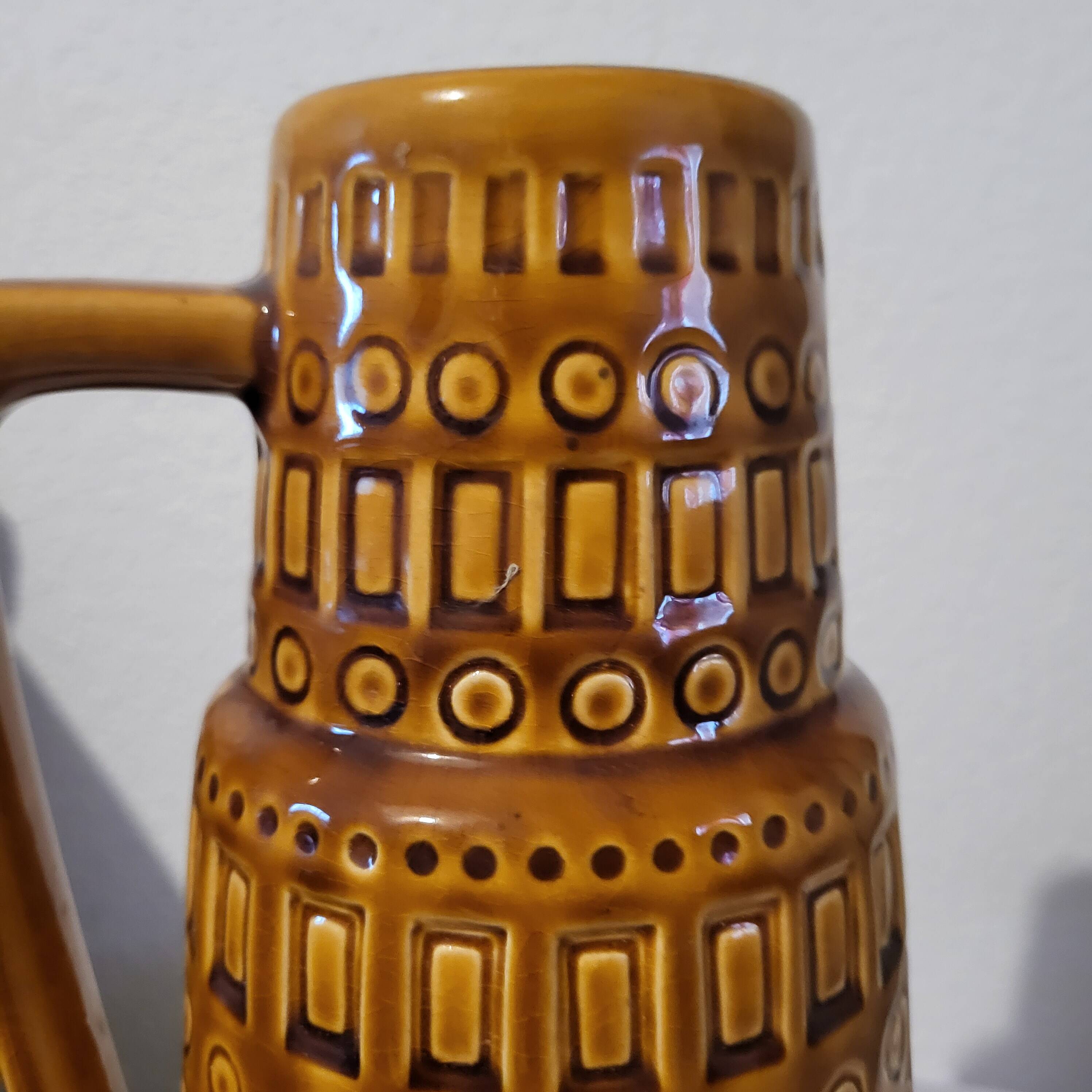 Ochre vase with handle, Scheurich Keramik, West Germany, 1960,70