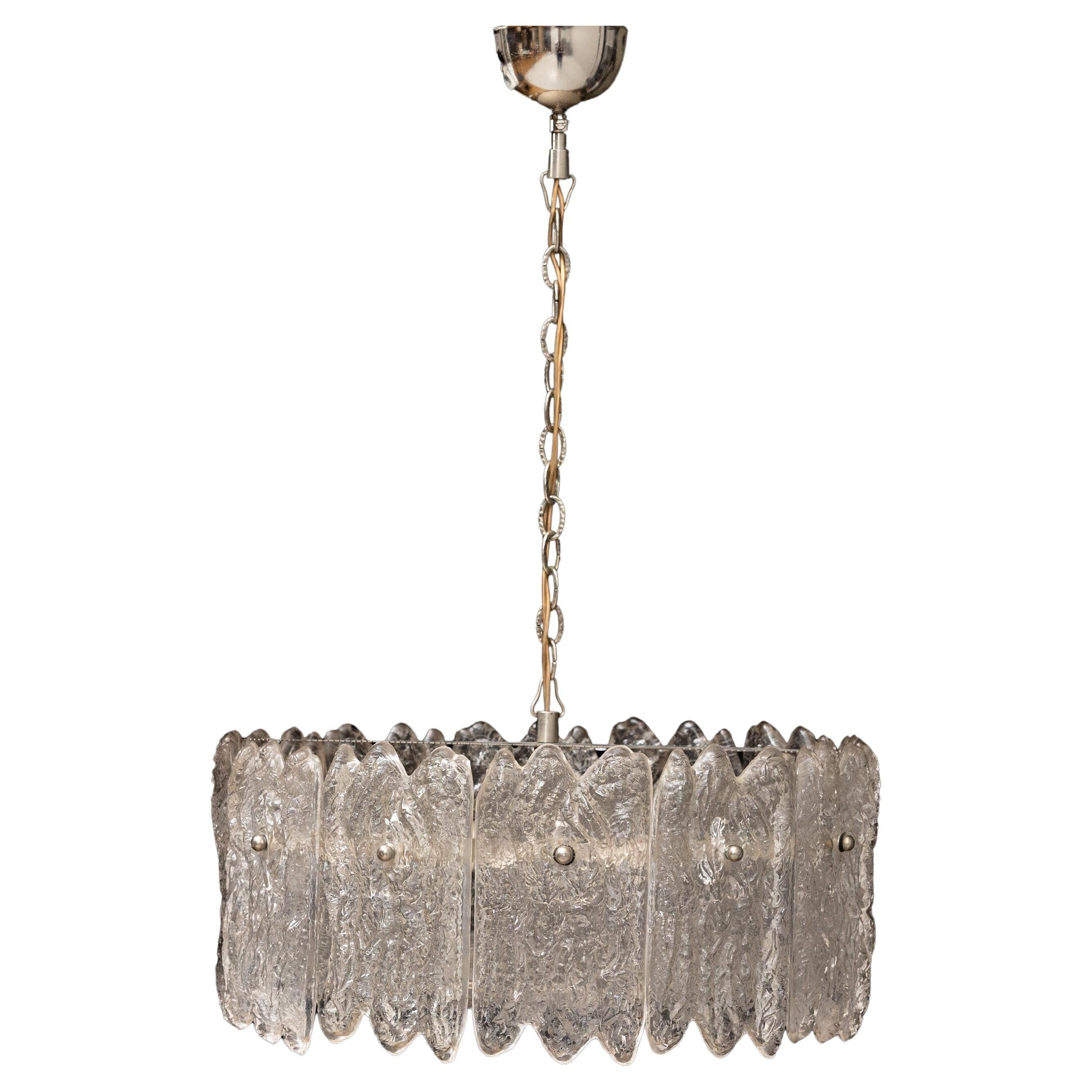 Carl Fagerlund Crystal Pendant Sculpted in Ice For Orrefors, Sweden 1960