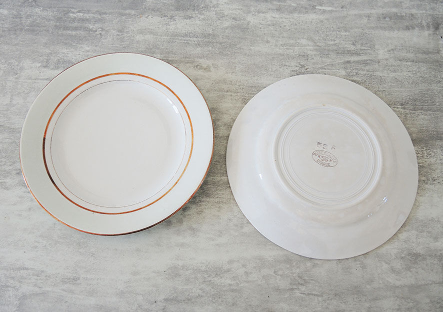10 old dessert plates in opaque porcelain SA