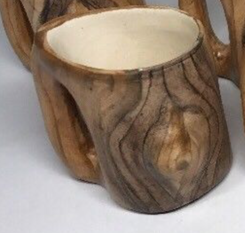 Lot glasses digestive imitation wood mast vintage Vallauris Grandjean Jourdan