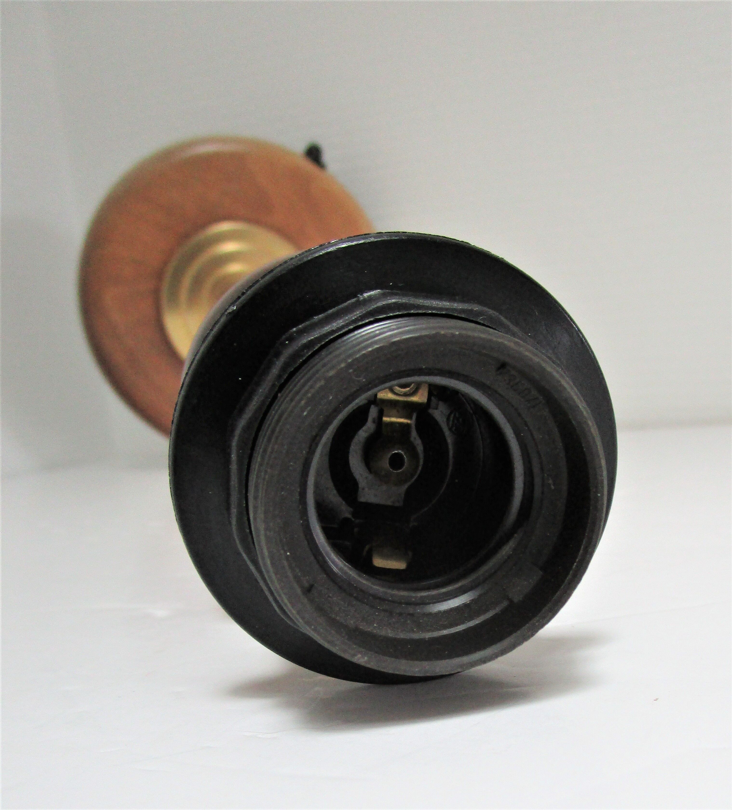 Pied de lampe bois massif patiné et métal doré vintage style art déco