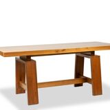 Light cherry wood varnished desk. 1970s