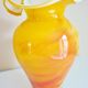 Large blown glass floral vase, orange, red, white, vintage 80s