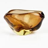 1960s organic modern form glass ashtray designed by M. Klinger, Železny Brod Sklo, Czechoslovakia