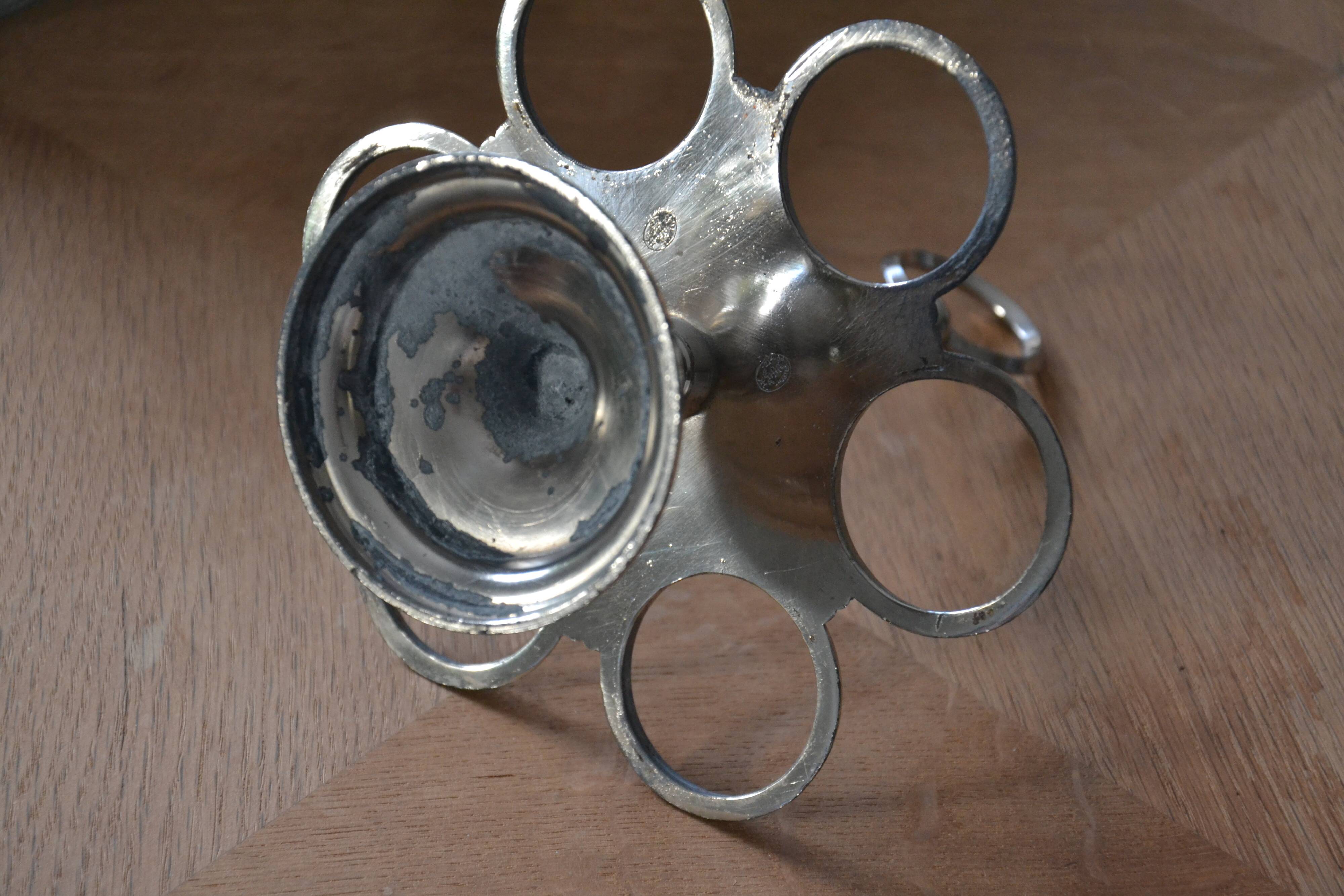 Silver-plated oil and pepper server in Art Deco style.