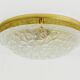 Large Hillebrand ceiling light in textured bubble glass and brass, Germany, 1970s.