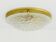 Large Hillebrand ceiling light in textured bubble glass and brass, Germany, 1970s.