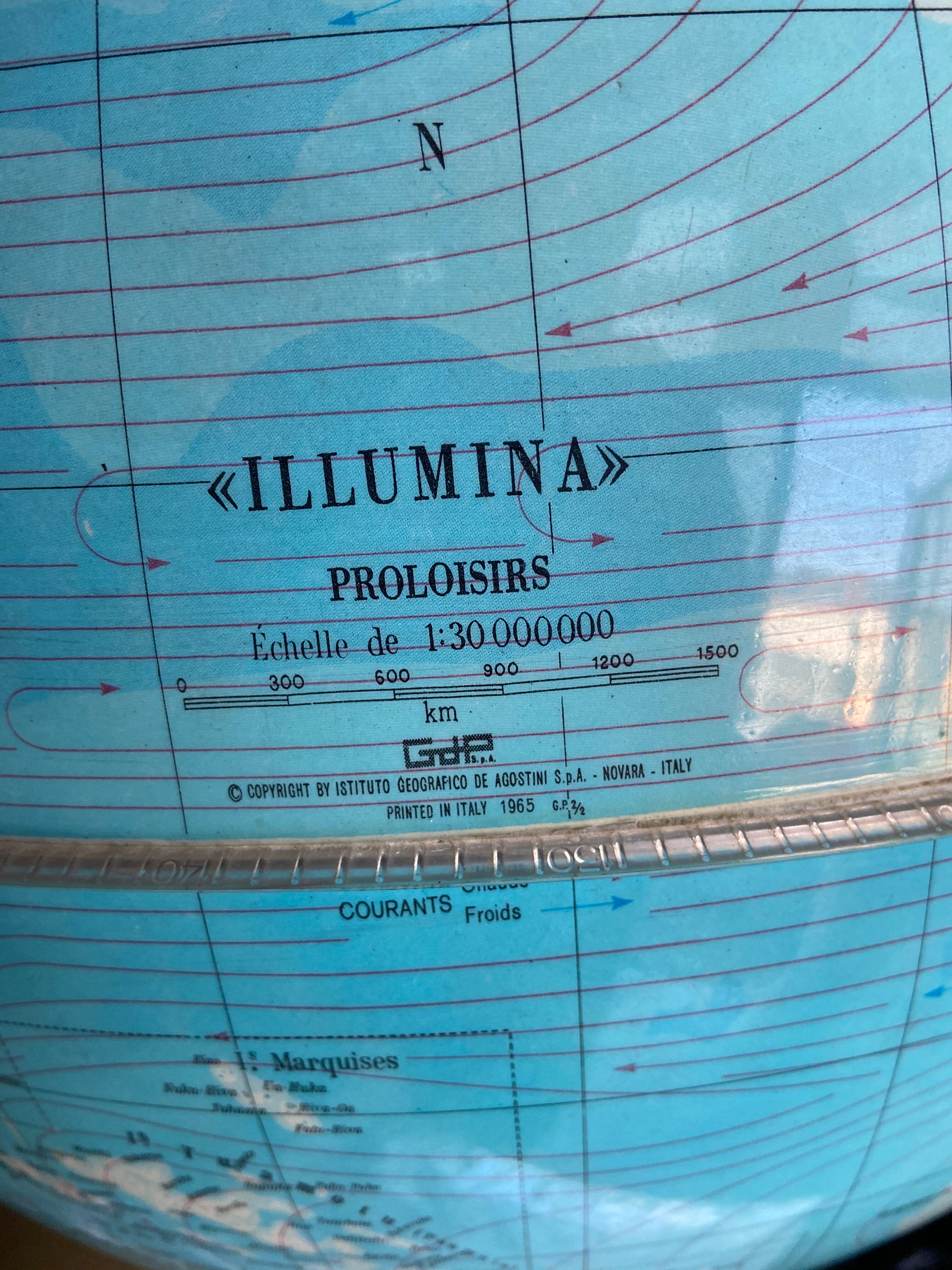 Light Globe vintage world map Illumina 1965