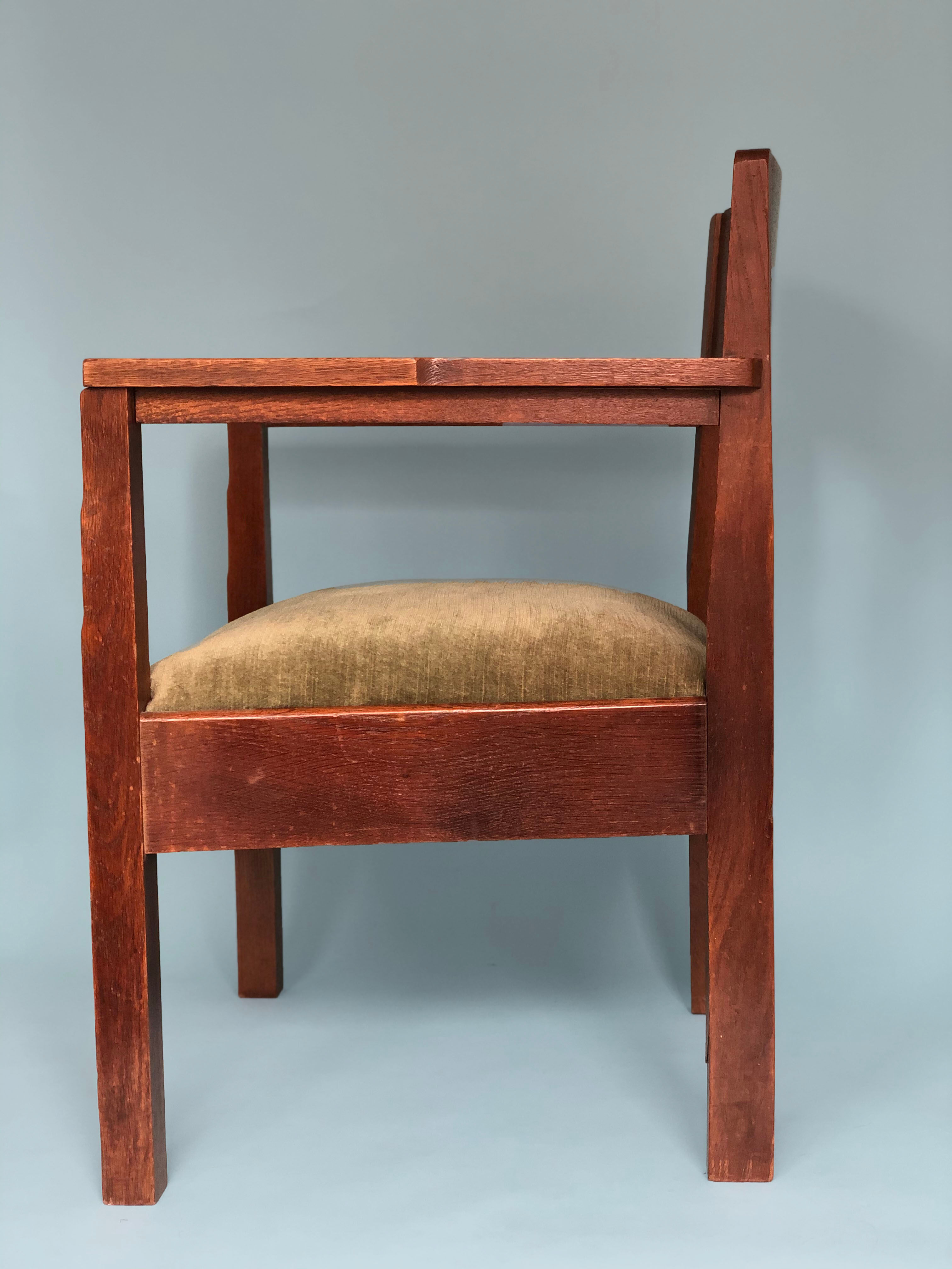 Oak Art Deco Amsterdam School Armchair 1920s