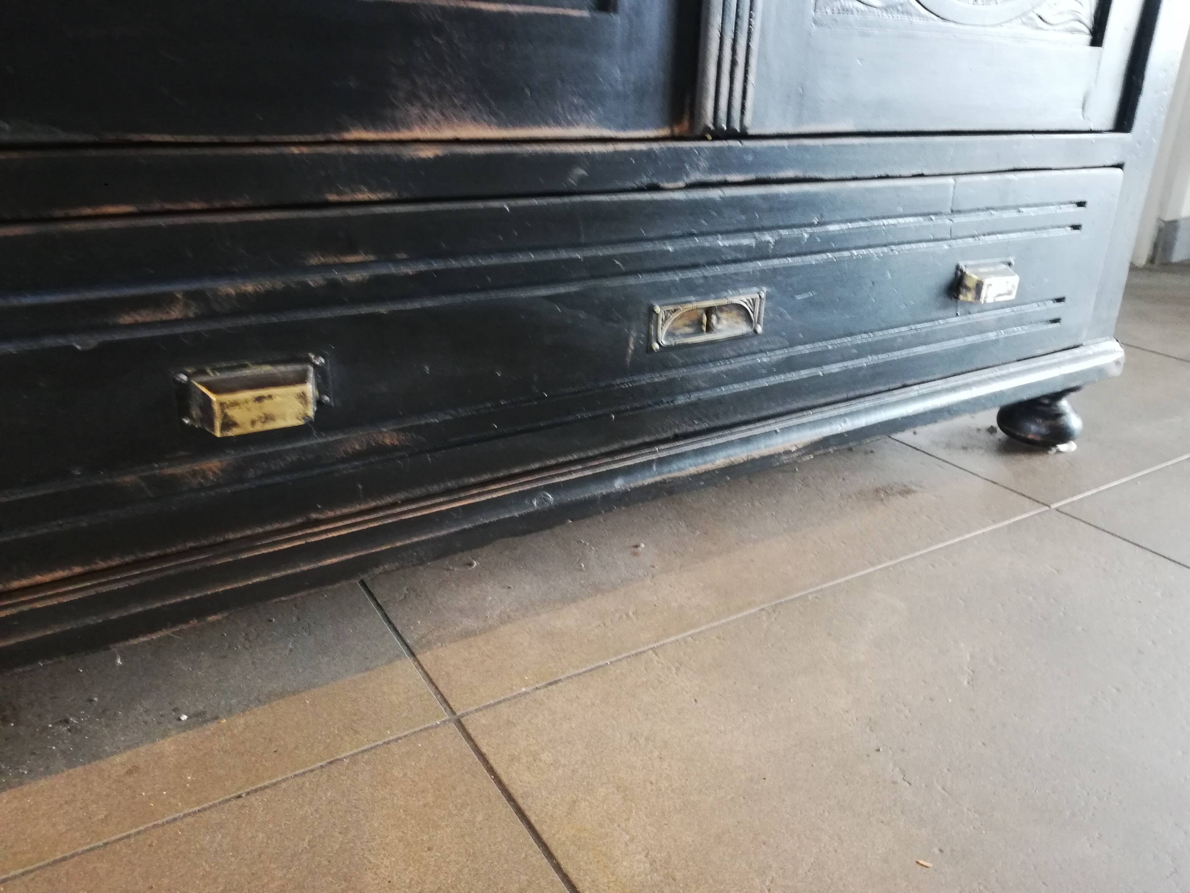 Parisian glazed wardrobe, Vintage painted showcase library