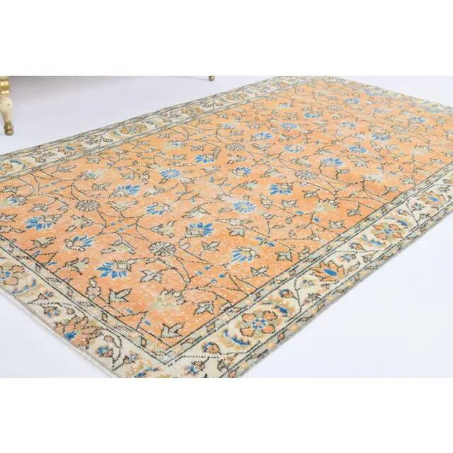 Vintage Turkish Oushak Handmade Wool Rug 111x195