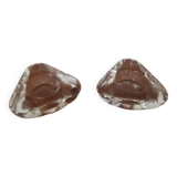 Set of 2 glass candle holders