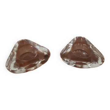 Lot de 2 bougeoirs en verre