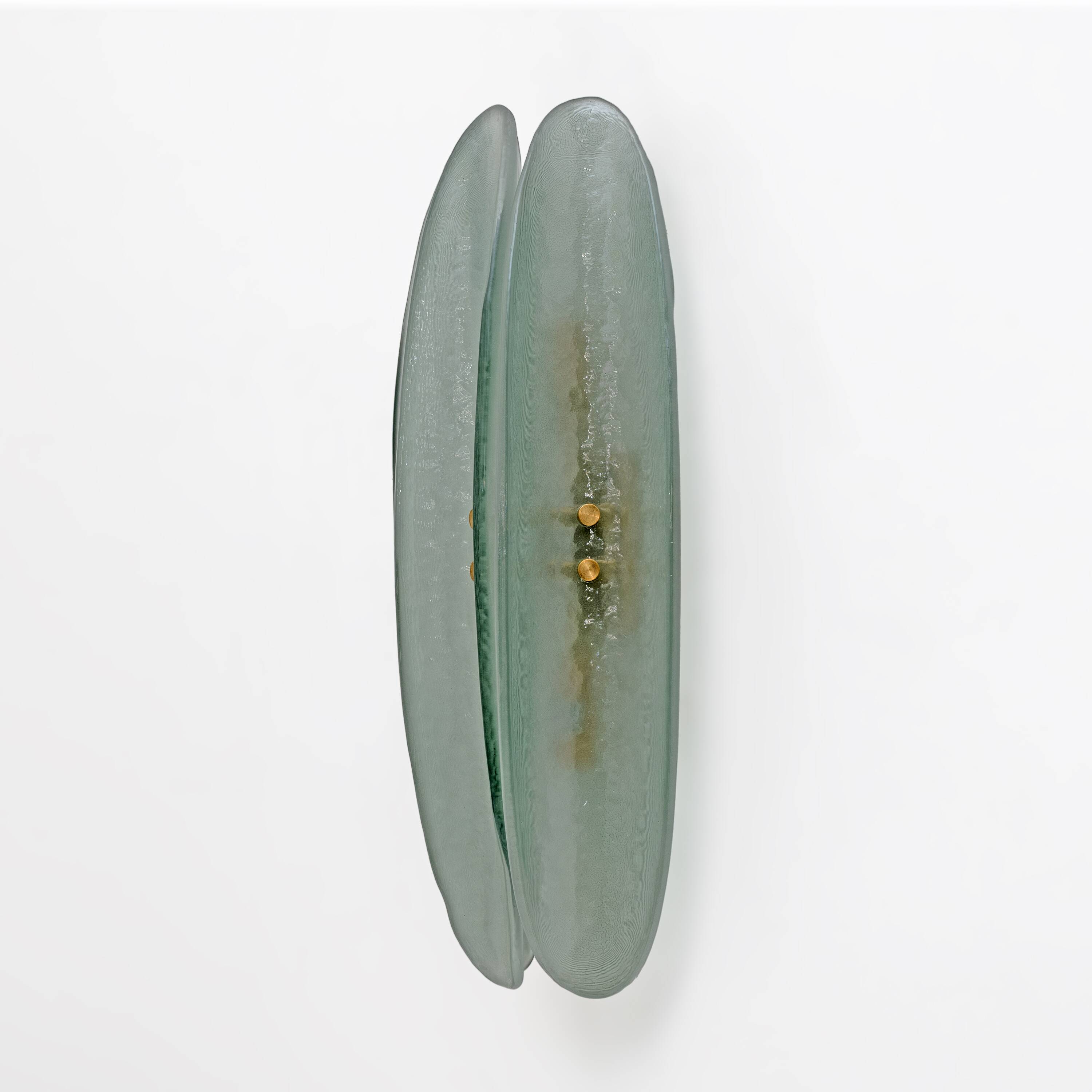 Pair of Mid-century Modern Aqua Green Murano Glass Sconc