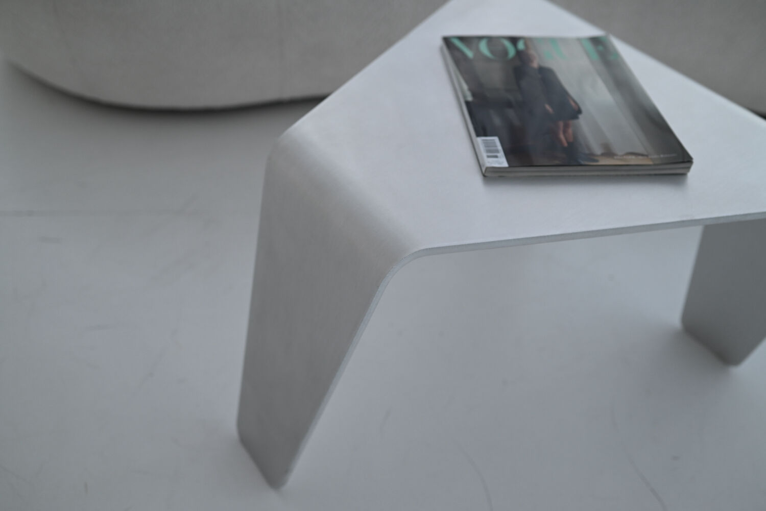 Sculptural Brushed Aluminum Side Table, Minimalist Contemporary Design