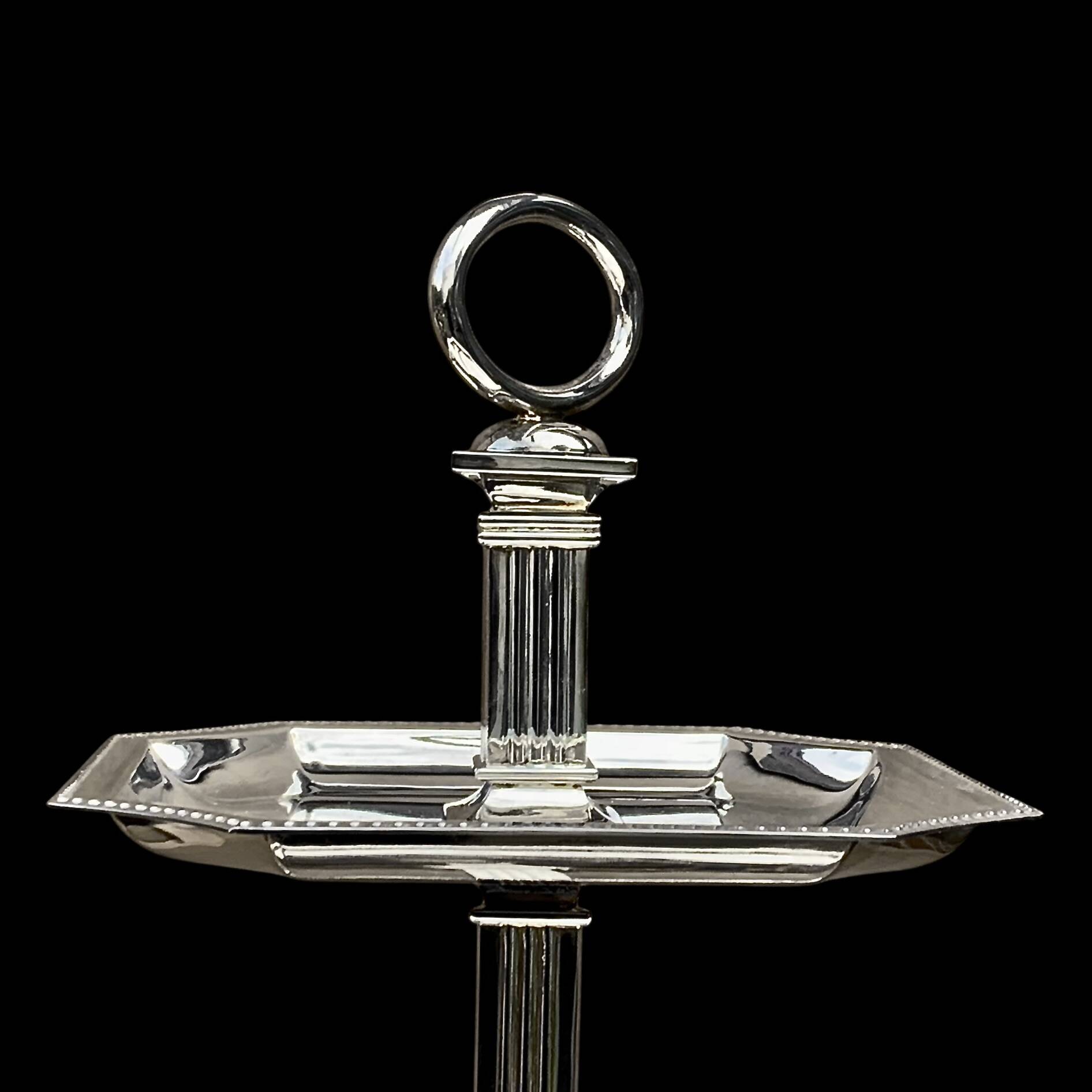 Serviteur muet à trois étages en métal argenté – élégance des années 1950