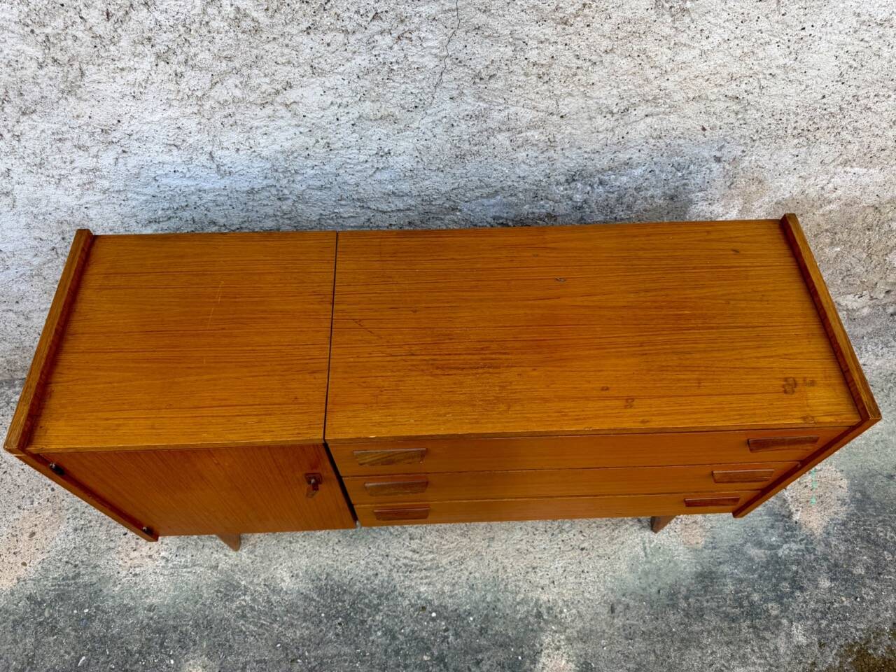✨ Superb Scandinavian sideboard convertible into a dressing table – Teak – 1950s