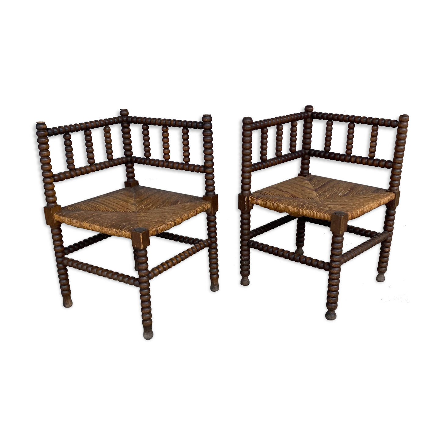 Pair of beaded armchairs