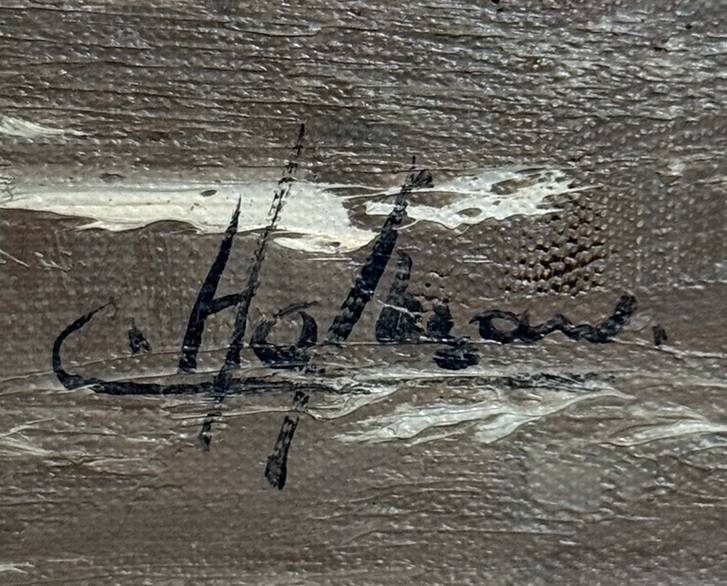 Painting / oil on canvas, Art Deco period, circa 1940 / fishing port