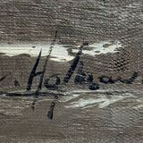 Painting / oil on canvas, Art Deco period, circa 1940 / fishing port