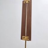 Vintage Glazed Opaline Glass, Teak and Brass Pendant, Italy