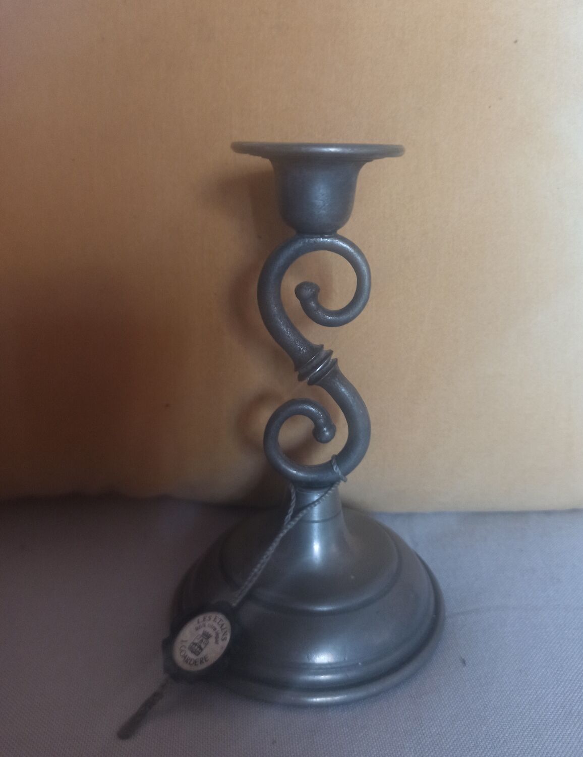 J. Goardere pewter candle holder