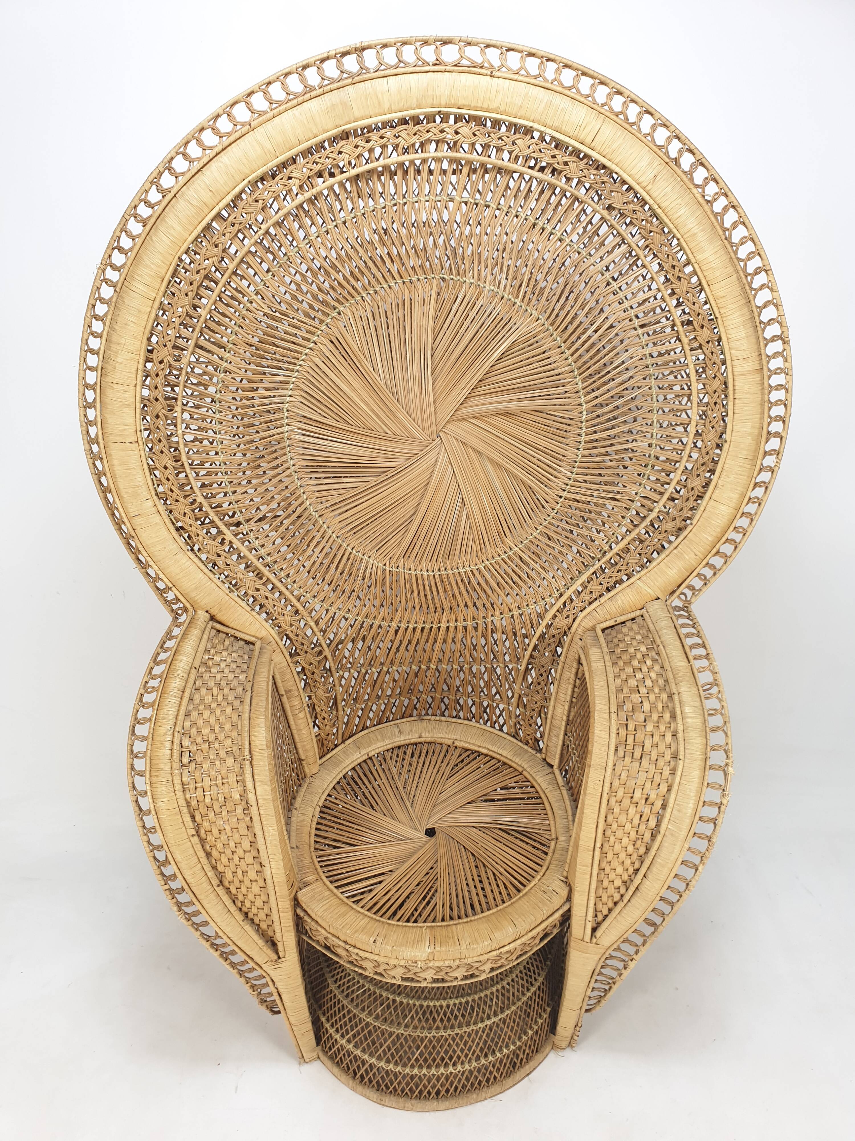 Emmanuelle in rattan and wicker armchair Italy 1960's