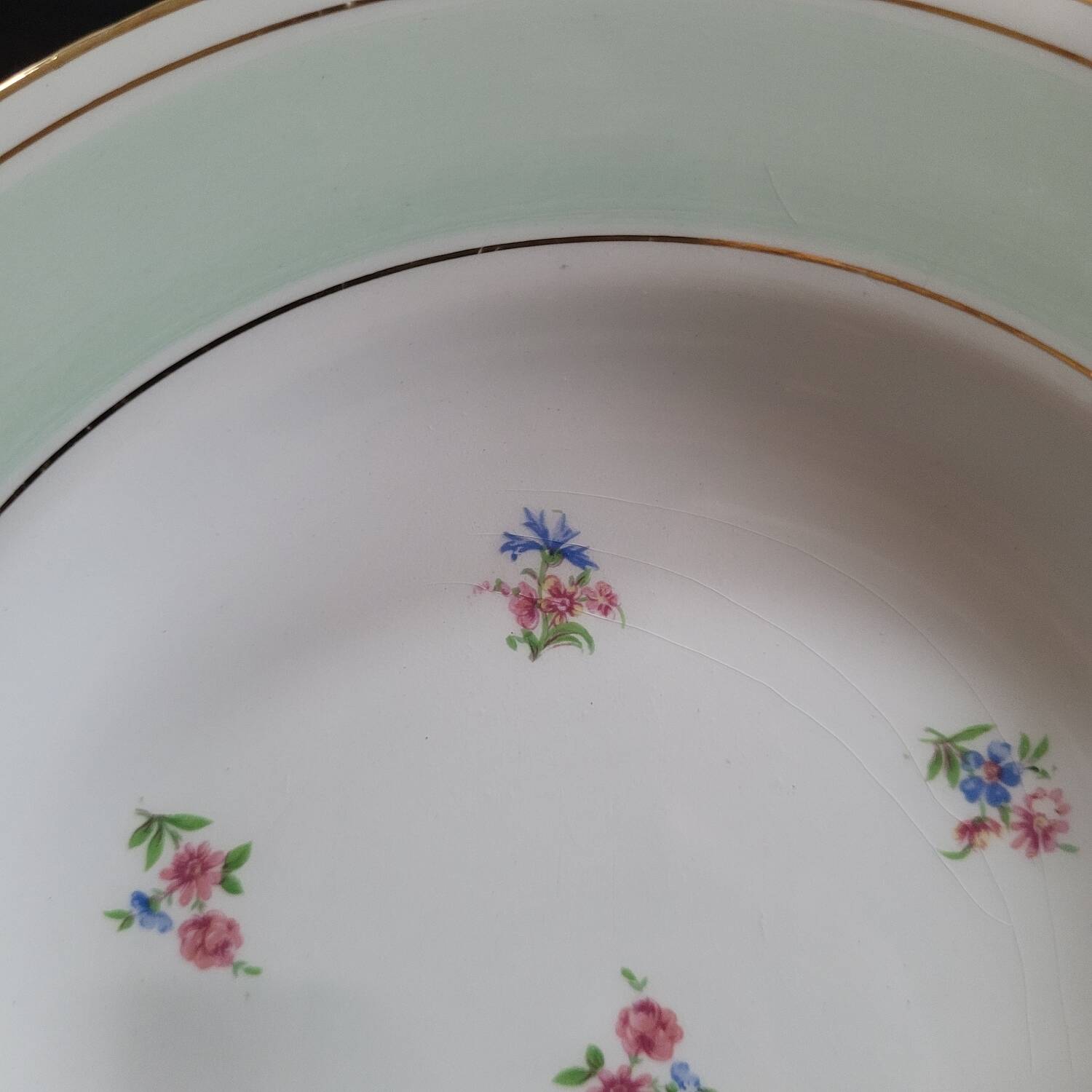 6 opaque porcelain soup plates 1940s