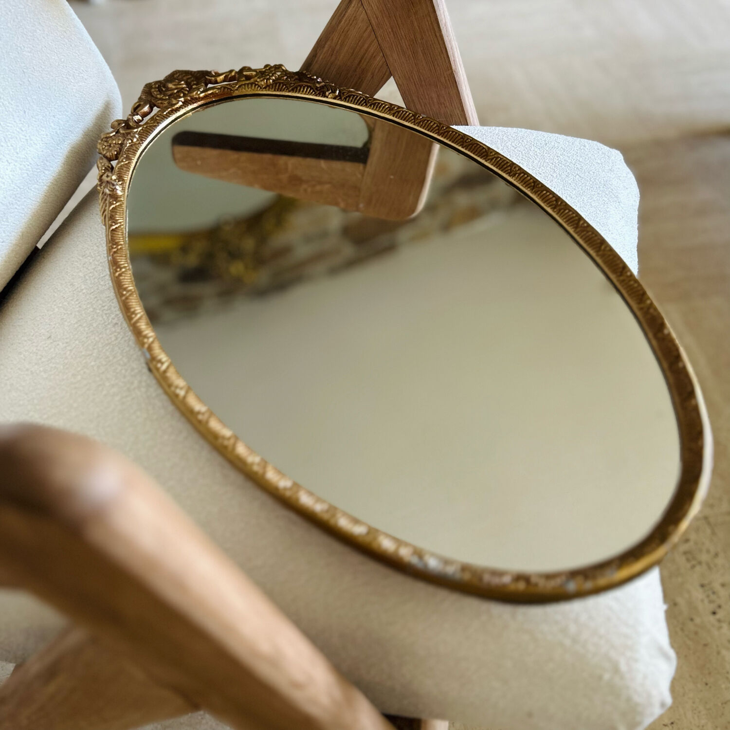 Golden cast iron mirror
