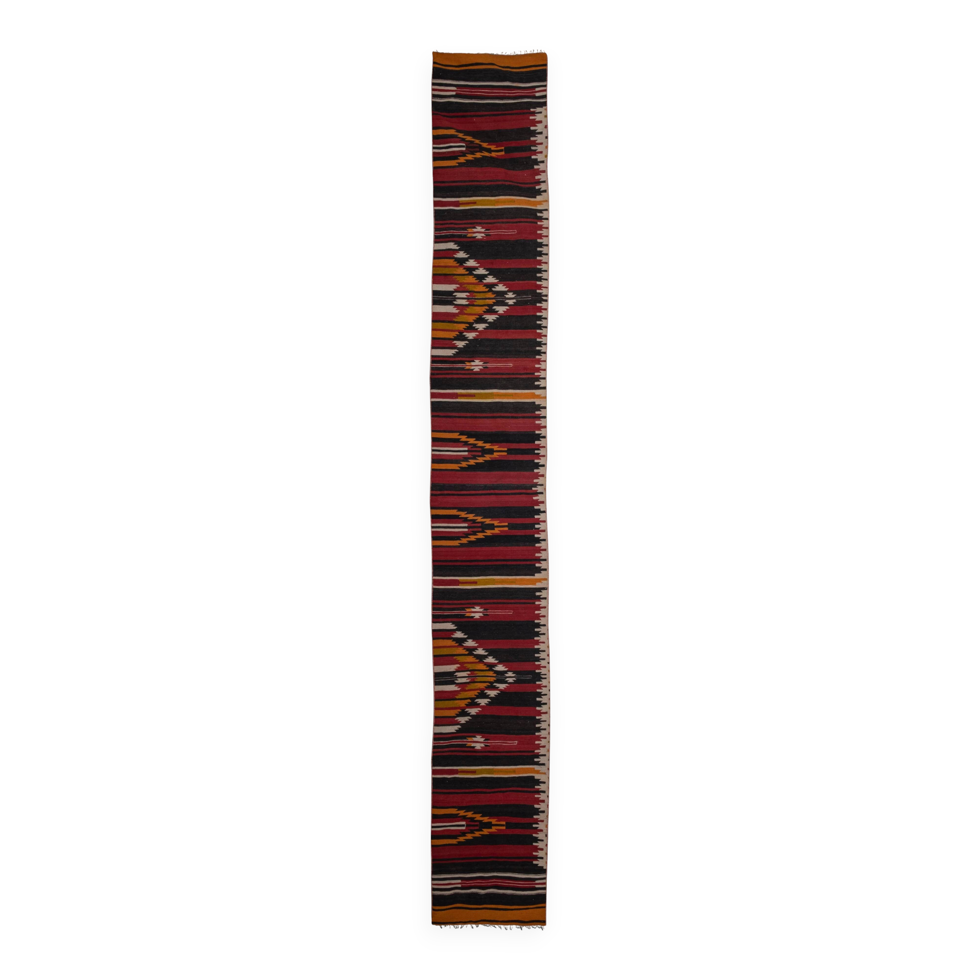 Vintage Turkish hallway rug 60x447 cm