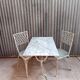 Garden furniture - Bistro table (marble and cast iron) 2 2 aluminum chairs