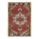 Hand-knotted Small Rug. Vintage Door Mat. Turkish Wool Seat Cover. Entryway Mat. Kitchen Rug