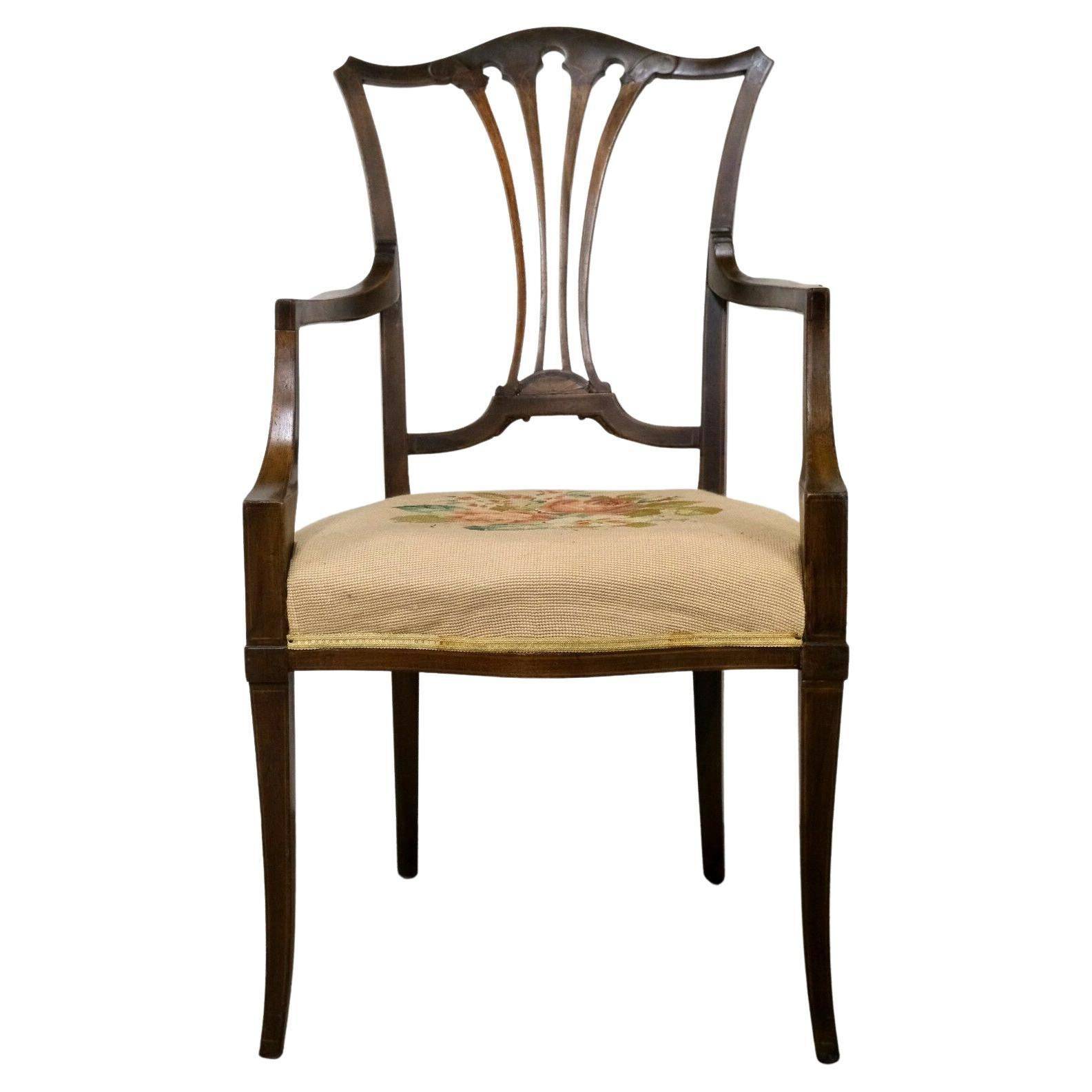 Hepplewhite armchair in hardwood on delicate legs with original seat.