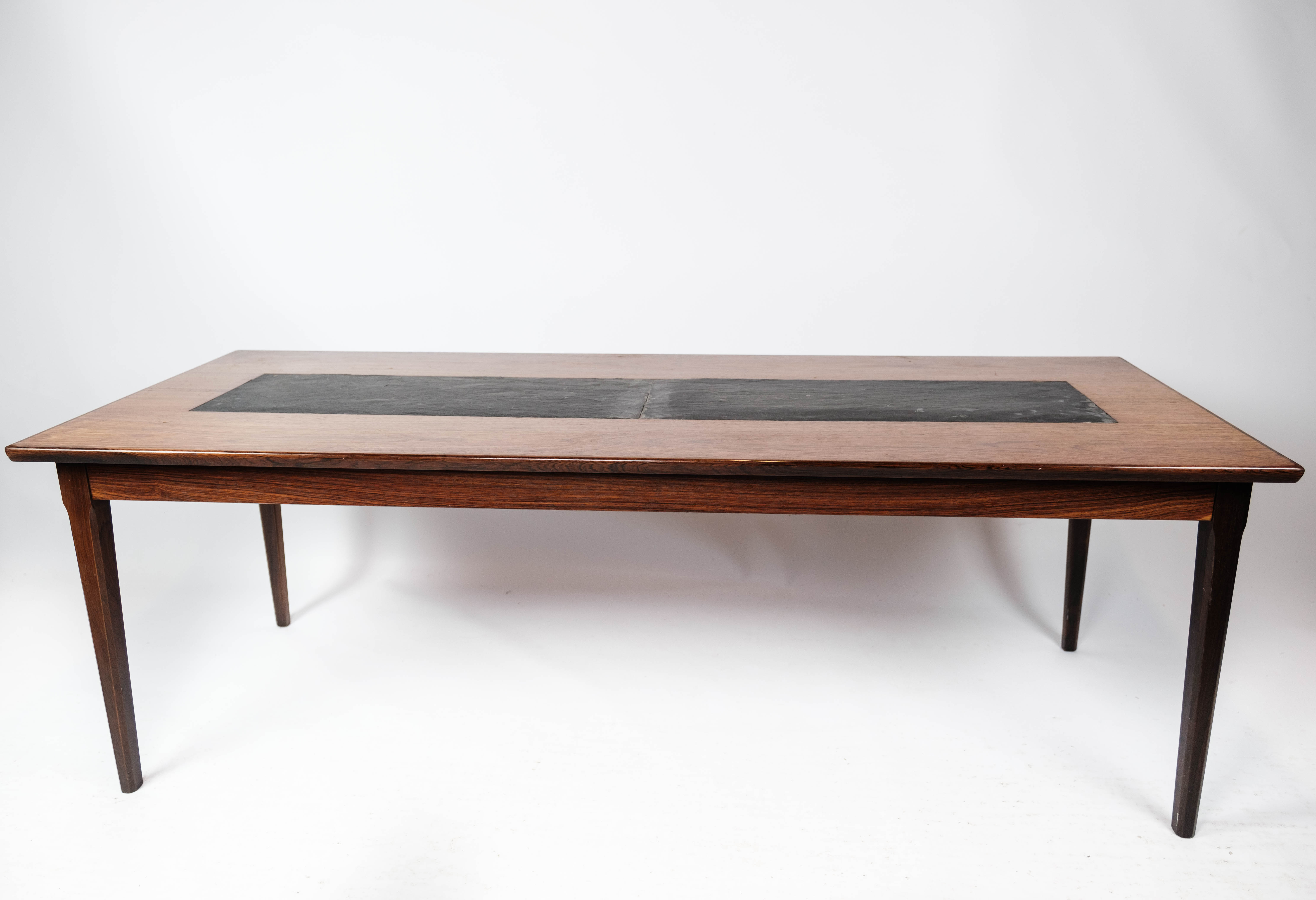 Coffee table in rosewood and black slate of Danish design, 1960s