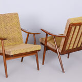 Pair of Mid-Century Beech Armchairs Made By ÚLUV, Revived Polish, Czechia, 1960s