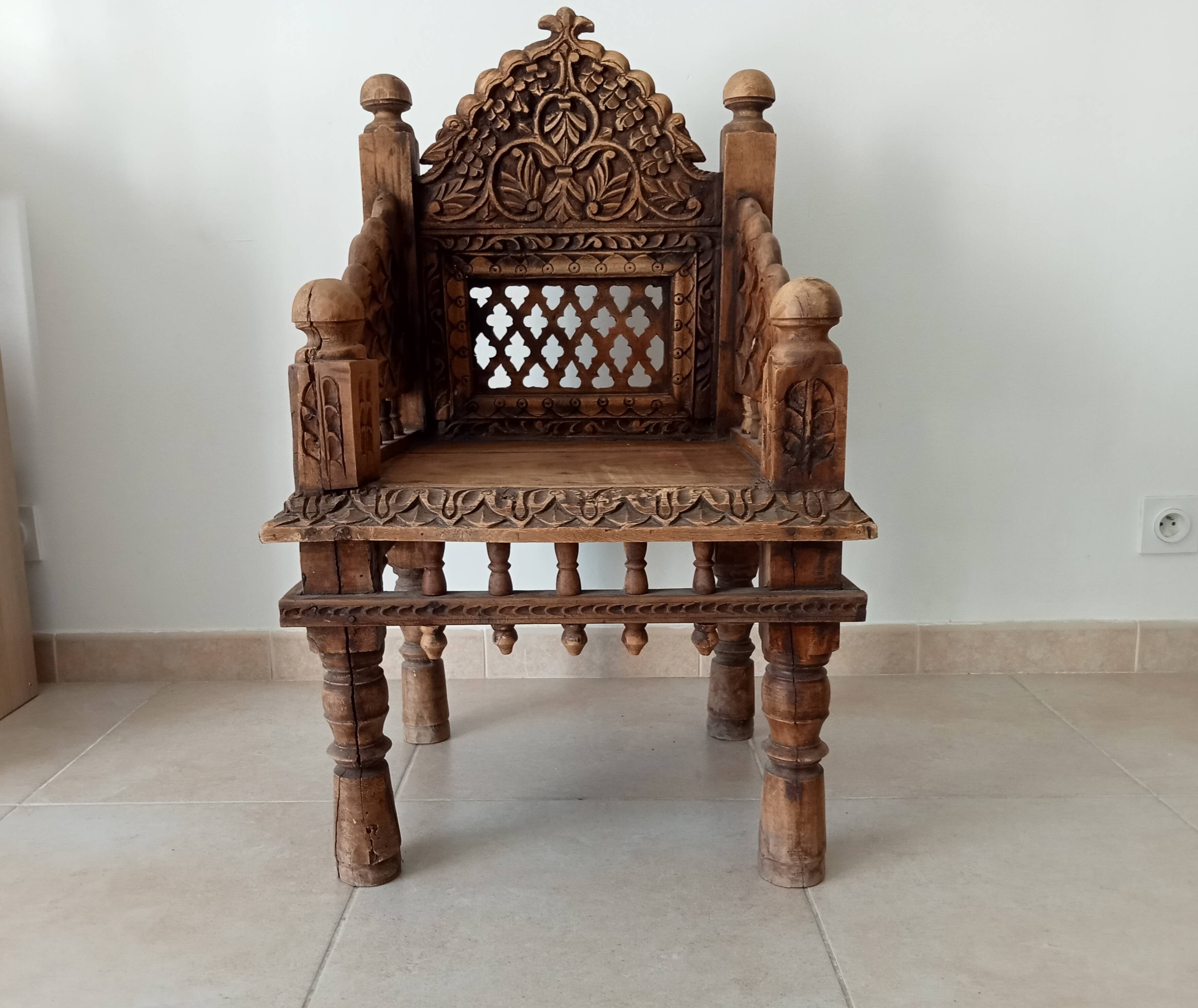 Fauteuil ancien Pidha Num2 Radjastan XIXeme en Palissandre massif