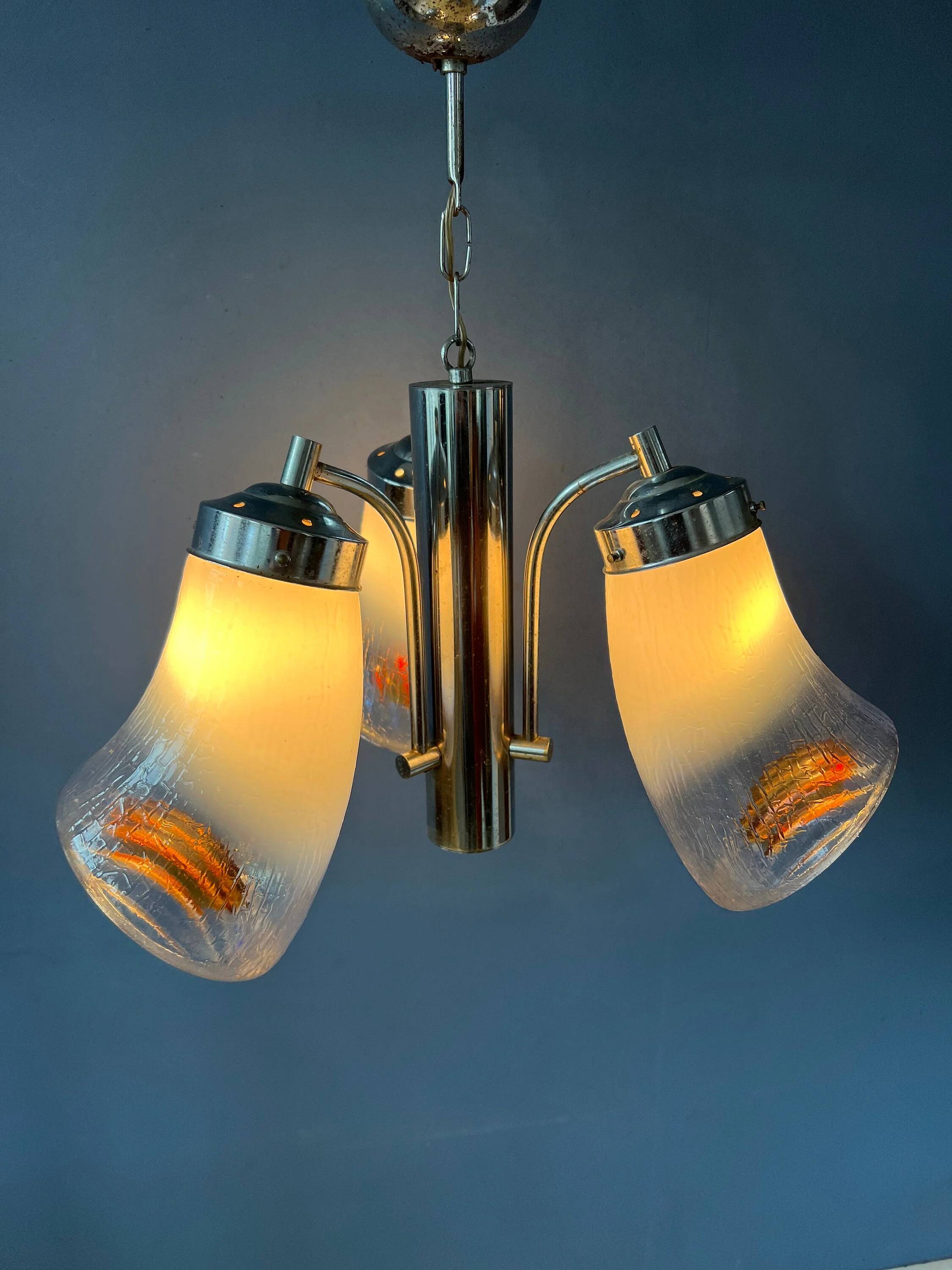 70s Mid Century Murano glass chandelier in Mazzega style.