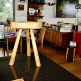 Vintage tripod stool in solid elm denmark 1960s