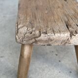 Small side table or stool in four-legged blond teak H:30 L43 l30