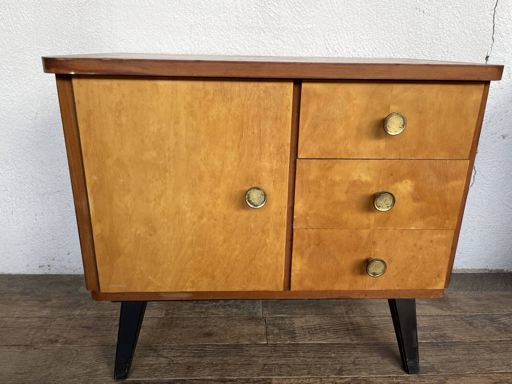 Pair of night table feet compass bedside end of vintage sofa old 1950 1960 retro