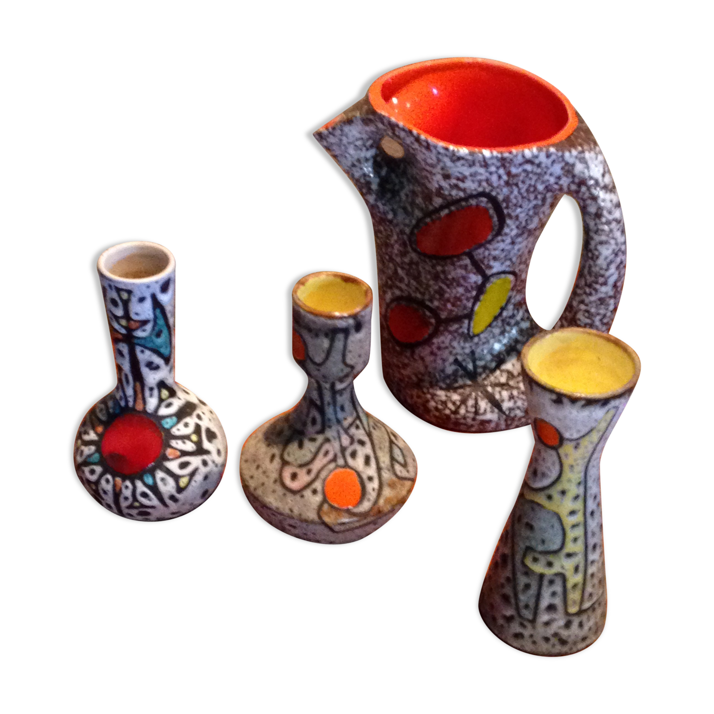 Set of 4 ceramics Vallauris 1950