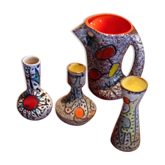 Set of 4 ceramics Vallauris 1950