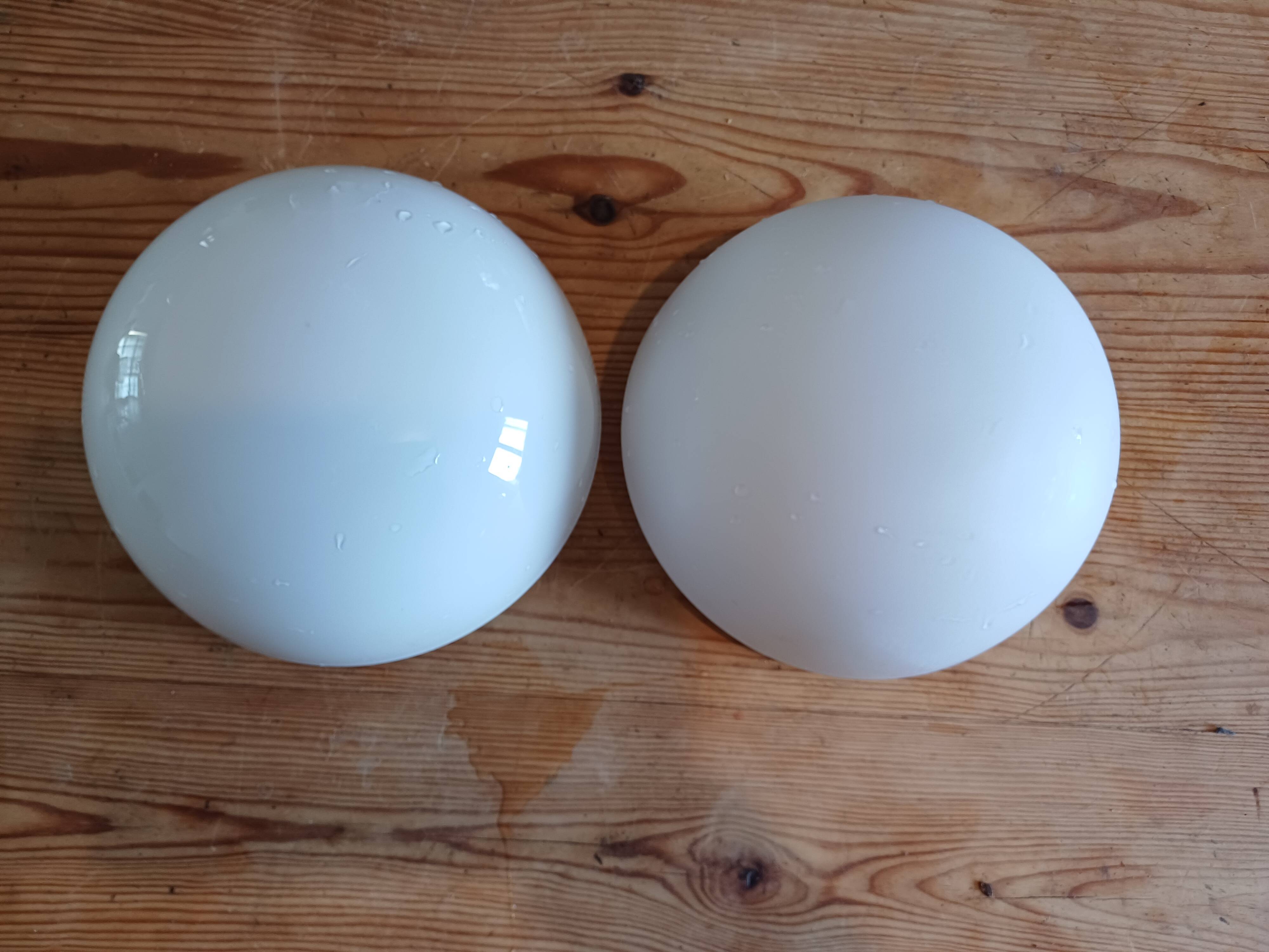 2 white opaline ceiling globes