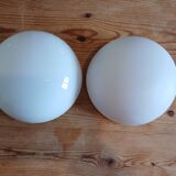 2 white opaline ceiling globes