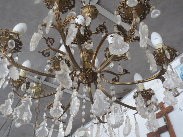Lustre en bronze à pampilles