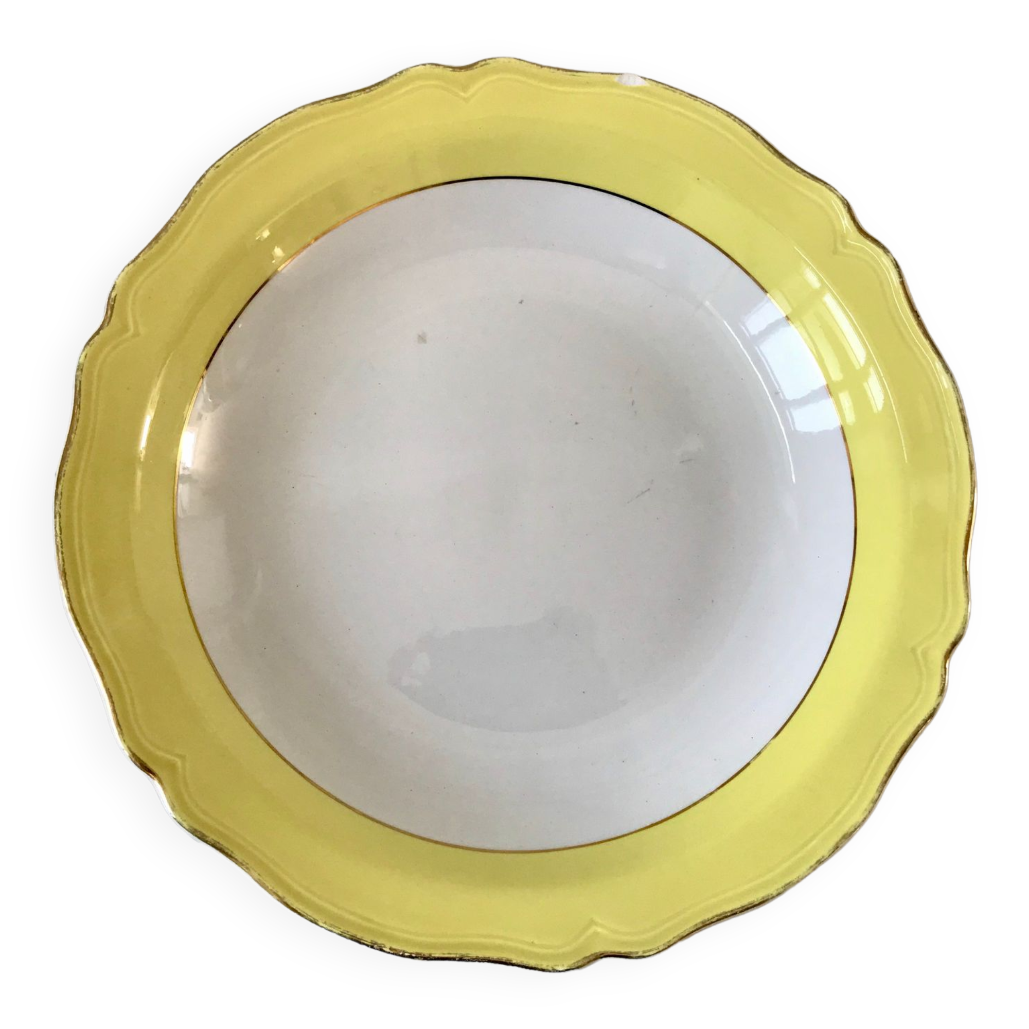 hollow dish Moulin des Loups canary yellow 50s