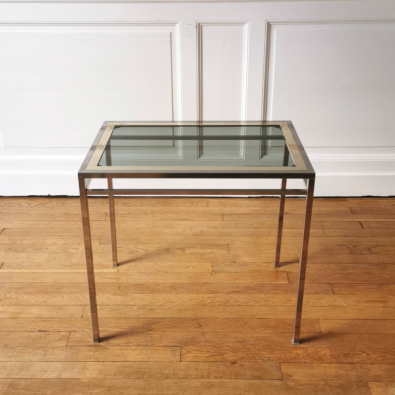 Chrome brass side table, 1970.