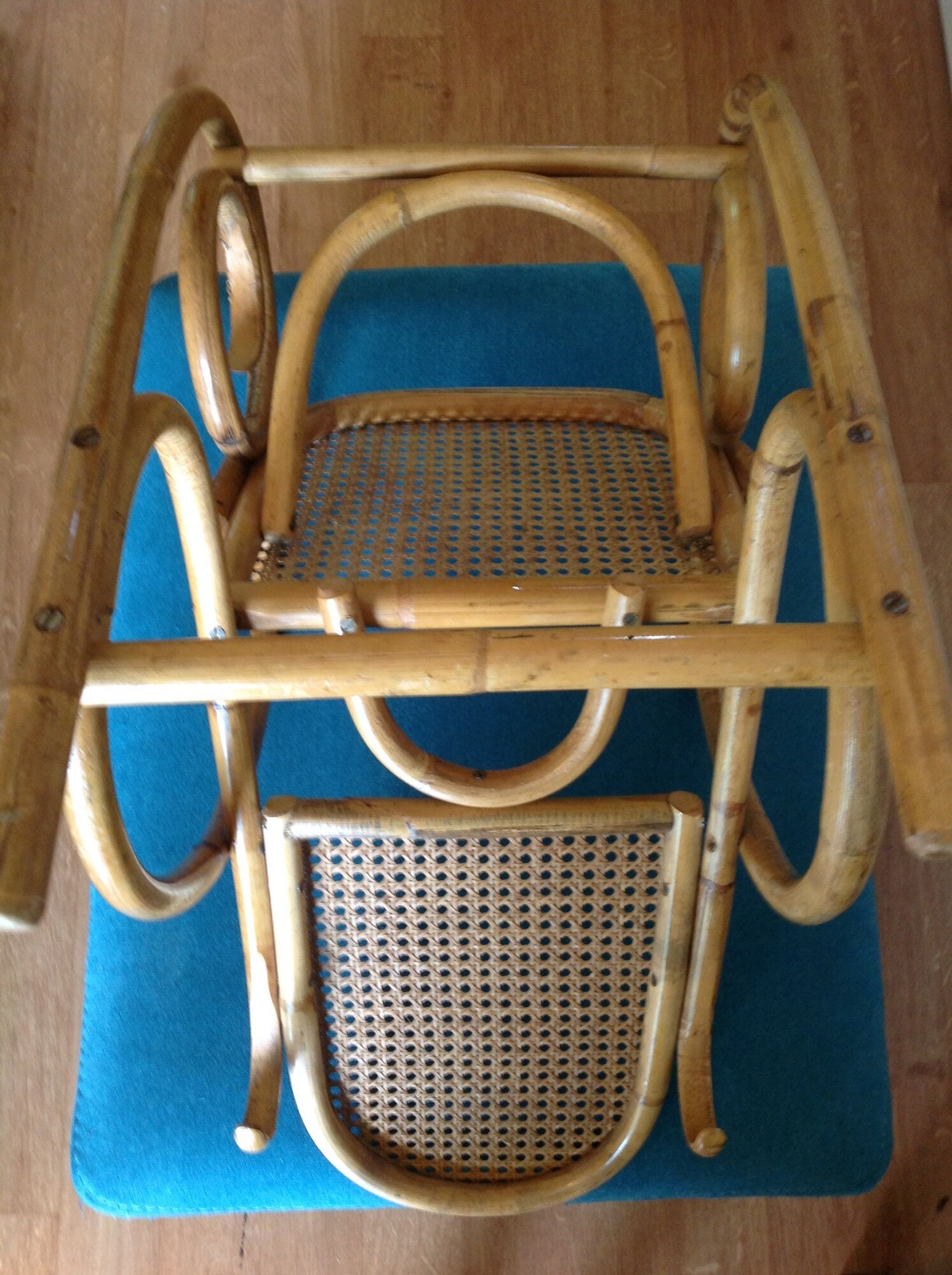 Rocking chair child rattan wicker nsac retro old vintage