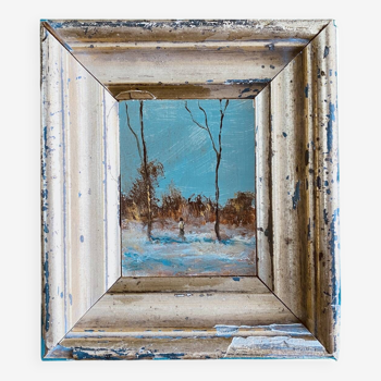 Miniature painting 1900 "Winter walk"